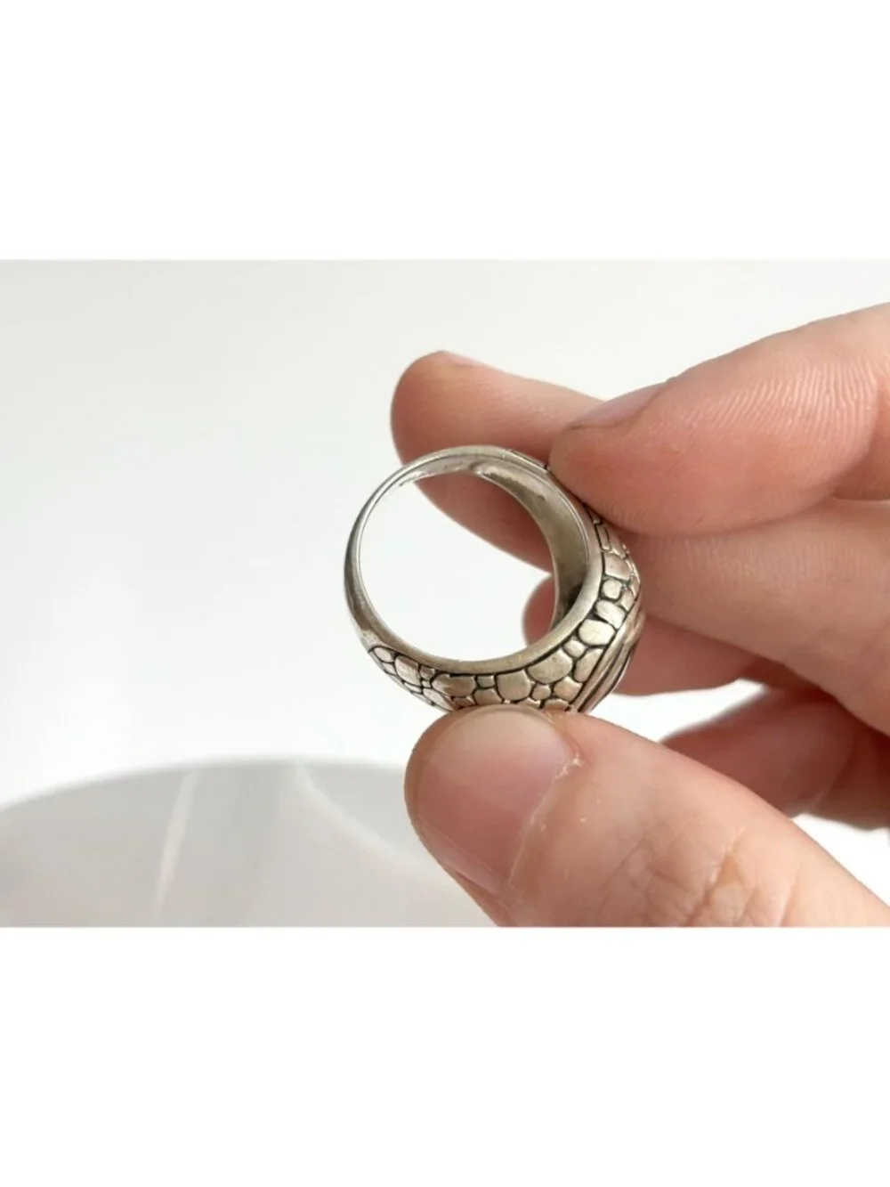 Heart Black Onyx Tortoise Shell Pattern Sterling Silver 925 Vintage Ring sz 6.5